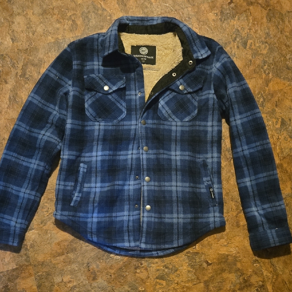 LOWEST PRICE-Weatherproof Navy Plaid Shirt Jacket
